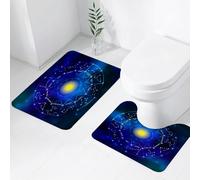 FEHWI Set Tappeti Bagno 2 Pezzi in Microfibra - Tappetino da Bagno Morbido e Antiscivolo - Durevole e Assorbente,Insieme della costellazione dello zodiaco. Ariete Gemelli Cancro Leone Vergine Sco