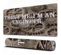 FEHWI Tappetino per mouse da gioco,grande,antiscivolo,impermeabile,con bordi cuciti,Industriale Fidati di me, sono un ingegnere Novità Design divertente Citazione div,per gaming,ufficio,casa,80×30 cm