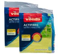 FEI FAN Panno ACTIFIBRE Vetri e Finestre, Microfibra. Pulito Brillante, Senza Aloni. Giallo - 32x34,5cm (2 Unità)
