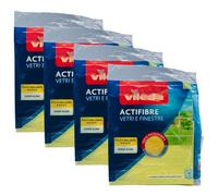 FEI FAN Panno ACTIFIBRE Vetri e Finestre, Microfibra. Pulito Brillante, Senza Aloni. Giallo - 32x34,5cm (4 Unità)