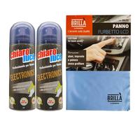 FEI FAN Set: Detergente Spray Electronics Pulisci Schermo, TV, Smartphone, Monitor. Non Lascia Aloni 200ml + Panno FURBETTO LCD, Rimuove Impronte, Aloni e Polvere. Formato 30x30cm (2 Spray+Panno LCD)