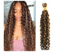 feibin Ciocca di capelli umani per trecce ondulate in massa per intrecci Boho, capelli veri, naturali, ombre evidenziate 4/27, senza trama, brasiliana, capelli vergini 1 treccia 50 g per confezione