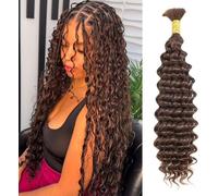 Feibin - Extension di capelli umani per trecce Boho, capelli naturali brasiliani ondulati, non trattati, senza trama, 1 treccia per confezione 50 g, marrone cioccolato, 45,7 cm