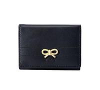 FEIBOON Carino portafoglio Coquette Bow Piccolo Portafoglio Tripiegato Estetico Bifold RFID Blocco Porta Carte In Pelle Mini Breve Portamonete con Finestra ID per Donne Ragazze Signore, nero