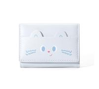 FEIBOON Carino portafoglio per ragazze donne Tri-fold piccolo portafoglio tasca contanti in pelle PU porta carte portamonete con finestra ID, Blu, Carino