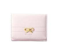 FEIBOON Carino portafoglio per ragazze donne Tri-fold piccolo portafoglio tasca contanti in pelle PU porta carte portamonete con finestra ID, Rosa