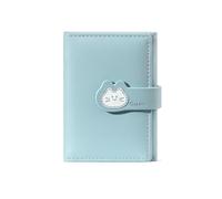 FEIBOON Carino portafoglio per ragazze donne Tri-fold piccolo portafoglio tasca contanti in pelle PU porta carte portamonete con finestra ID, Gatto - Blu