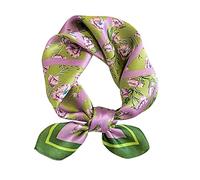 FEIBOON Sciarpa di seta di gelso sciarpa del collo 21 "x21" piccole sciarpe quadrate sciarpa dei capelli bandana per le donne regalo imballato, viola e verde.