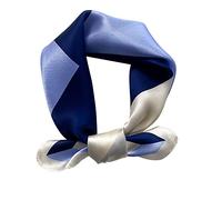 FEIBOON Sciarpa di seta di gelso sciarpa del collo 21 "x21" piccole sciarpe quadrate sciarpa dei capelli bandana per le donne regalo imballato, Blu e bianco.