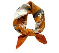FEIBOON Sciarpe di seta di gelso sciarpa collo sciarpa 21 pollici piccole sciarpe quadrate sciarpa per capelli bandana Foulard per le donne, Arancione scuro., 53