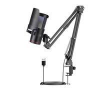 FEICHAO Microfono USB a condensatore con cancellazione del rumore da tavolo con supporto a sbalzo, rete anti-spruzzo, microfono in cotone anti-spray per registrazione su PC (M8 w Boom Arm)