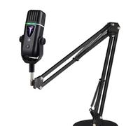 FEICHAO Microfono USB da tavolo a condensatore con cancellazione del rumore con supporto a sbalzo, rete anti-spruzzo, microfono in cotone anti-spray per registrazione su PC (PD0-30 w Boom Arm)