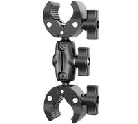 FEICHAO Staffa a doppia testa sferica da 1/4 con vite da 1/4 per manubrio di moto e biciclette, supporto per telefono (6 cm, doppio morsetto)
