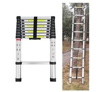 Feidak Scala telescopica 2,6 m/3,2 m/3,8 m/4,4 m, in alluminio di alta qualità, scala telescopica, portata massima 150 kg, colore argento