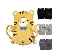 Feidoog Confezione da 4 cuscini protettivi per la testa del bambino con 3 ginocchiere per bambini per camminare e gattonare, per bambini dai 5 ai 24 mesi (tigre)