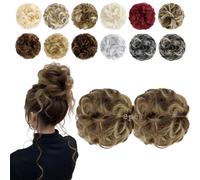 FeidyLong 2 pezzi di capelli chignon spettinato, ricci ondulati, chignon sintetico, extension per capelli, acconciature spesse per donne e ragazz