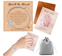 FeiFanChoice Regali per la pensione per colleghe donne, braccialetti da donna con bussola, con custodia, biglietto di auguri con busta, regalo per colleghi, insegnanti e amici