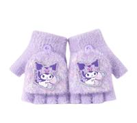FEIFEI'S BOW Guanti senza dita con patta Elsa Spiderman, guanti invernali in maglia calda e morbida foderata, in pile termico, guanti a mezze dita con copertura convertibile, per bambini e ragazze
