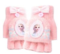 FEIFEI'S BOW Guanti senza dita con patta Elsa Spiderman, guanti invernali in maglia calda e morbida foderata, in pile termico, guanti a mezze dita con copertura convertibile, per bambini e ragazze