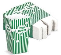 Feifeiya 50 mini scatole per popcorn a righe, secchielli e contenitori per la casa, per laurea, carnevale, estate, feste di compleanno (verde)