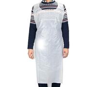 FEIGO Lot de 100 Grembiule usa e getta trasparente - Blusa monouso impermeabile in polietilene con protezione quotidiana - Dimensioni universali per casa, ospedale, laboratorio e altro - Bianco