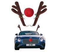 FEIJI - Costume Natalizio con Corna e Naso da Renna, Tetto e griglia, con Campanellino di Rudolph, Decorazione per Auto, SUV, furgoni, Camion, Set Regalo di Natale (Tipo 1)