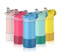 FEIJIAN Borraccia Bambini acciaio inox con cannuccia, Senza BPA- 400ml, senza Perdite Bottiglia Termica - Caldo/Freddo, Bottiglia Acqua riutilizzabile - per campeggio, scuola, asilo