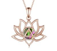 Feijiesi AA Sobriety Gifts - Collana in argento Sterling con simbolo di recupero anonimo di alcolisti di loto, regalo anonimo per donne e uomini, Argento sterling, conchiglia abalone