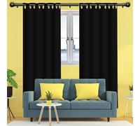 FEIJUAND Tende Camera da Letto Oscuranti 1 Pezzi 128 x 300 cm con Occhielli/Poliestere Moderne Eleganti Tende Termiche per Cucina per Camera da Letto e Cameretta Bambini, Nero