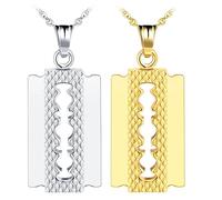 Feilok 2 pz Lama di Rasoio Collana Pendente per Uomini Catena in Acciaio Inox