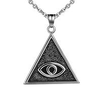 Feilok Ciondolo in acciaio inox occhi sul ciondolo triangolare collana piramidi dell'Egitto collo pendente per uomo, Acciaio inossidabile