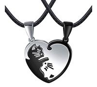 Feilok - Collana con ciondolo a forma di gatto, in acciaio inox, per coppia di innamorati, per uomo e donna, Acciaio inossidabile,