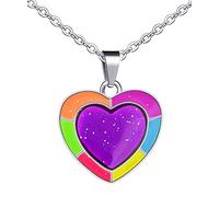 Feilok - Collana da donna con ciondolo a forma di cuore, in acciaio inox, con ciondolo a forma di cuore, cambia colore e temperatura