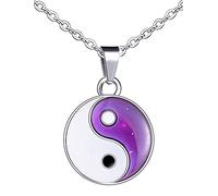 Feilok - Collana da donna con ciondolo a forma di cuore, in acciaio inox, con colore a cambiamento di temperatura, colore: rosa, Acciaio inossidabile,