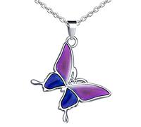 Feilok - Collana da donna con ciondolo a forma di farfalla, in acciaio inox, colore cambia la temperatura, da donna