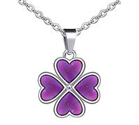 Feilok Collana da donna in acciaio inox con ciondolo a forma di cuore rosa che cambia colore, per donne, Acciaio inossidabile