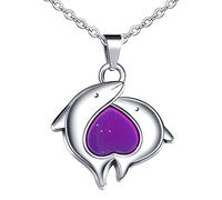 Feilok Collana da donna in acciaio inox con ciondolo delfino che cambia colore a seconda della temperatura, acciaio inossidabile, Acciaio inossidabile