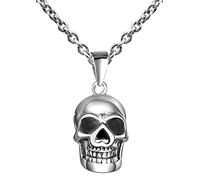 Feilok Collana da uomo in acciaio inox con ciondolo a scheletro, catena hip-hop, collana da uomo in acciaio inox, per uomini e ragazzi e adolescenti, Metallo