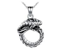 Feilok Collana Pendente Snake Circle per Gli Uomini Catena in Acciaio Inossidabile Argento