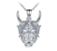 Feilok Collana Triangolare Ghost Pendant per Gli Uomini Catena in Acciaio Inossidabile Argento