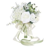 FEILUOYI Bouquet da sposa artificiale, 27,9 cm di altezza x 20,3 cm di diametro, rotondo, stile tradizionale, 1 pezzo, include vaso, decorazione per la casa