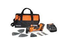 FEIN Multimaster AMM 500 Plus 2.0 Ah NYLON BAG EDITION, Set 18 accessori segare e levigare, Compatibile batterie AMPShare/Bosch 18 V, con caricabatteria, 1 batteria 18 V/2Ah,ncl. Borsa nylon FEIN