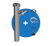 FEINER® Tubo di scarico universale in acciaio inox, 1 1/4 pollici x 200 mm x Ø 32 mm, tubo sommergibile con attacco per dispositivo, tubo per lavandino, sifone al lavaggio, lavastoviglie cromato +