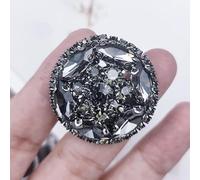 FEINIAO Bottoni in Metallo Rotondi con Strass da 1 Pezzo con Gambo per Accessori Decorativi in visone Collo di Pelliccia 38mm