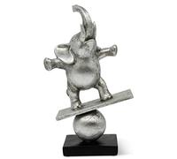 FeinKnick Scultura moderna dell'elefante «Artista della Vita» - Decorazione dell'elefante fatta di marmorite - Figura decorativa come statua in argento