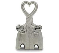 FeinKnick Statuetta decorativa in ceramica a forma di elefante 23 cm - Coppia di elefanti decorativo - Decorazione moderna come scultura in argento ideale come regalo