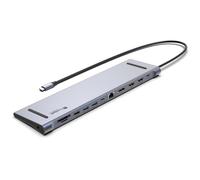 FeinTech CX301 USB C Docking Station 2X HDMI, 1x DisplayPort, Hub 12 in 1, Dual Display 4K 60Hz, Triple Display 4K 30Hz, 100W PD, Gigabit Ethernet, 4x porte USB-C/USB-A, lettore di schede SD/TF