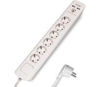 FeinTech MD000633 Ciabatta elettrica a 6 Prese con Cavo USB 3 m