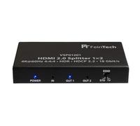 FeinTech VSP01201 HDMI 2.0 Splitter 1 su 2 distributore EDID Scaler 4K@60 Hz HDR 18 Gbps HDCP 2.2, Nero