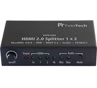 FeinTech VSP01202 Splitter HDMI 2.0 1x2 con 4K HDR Down-Scaler Audio-EDID Nero